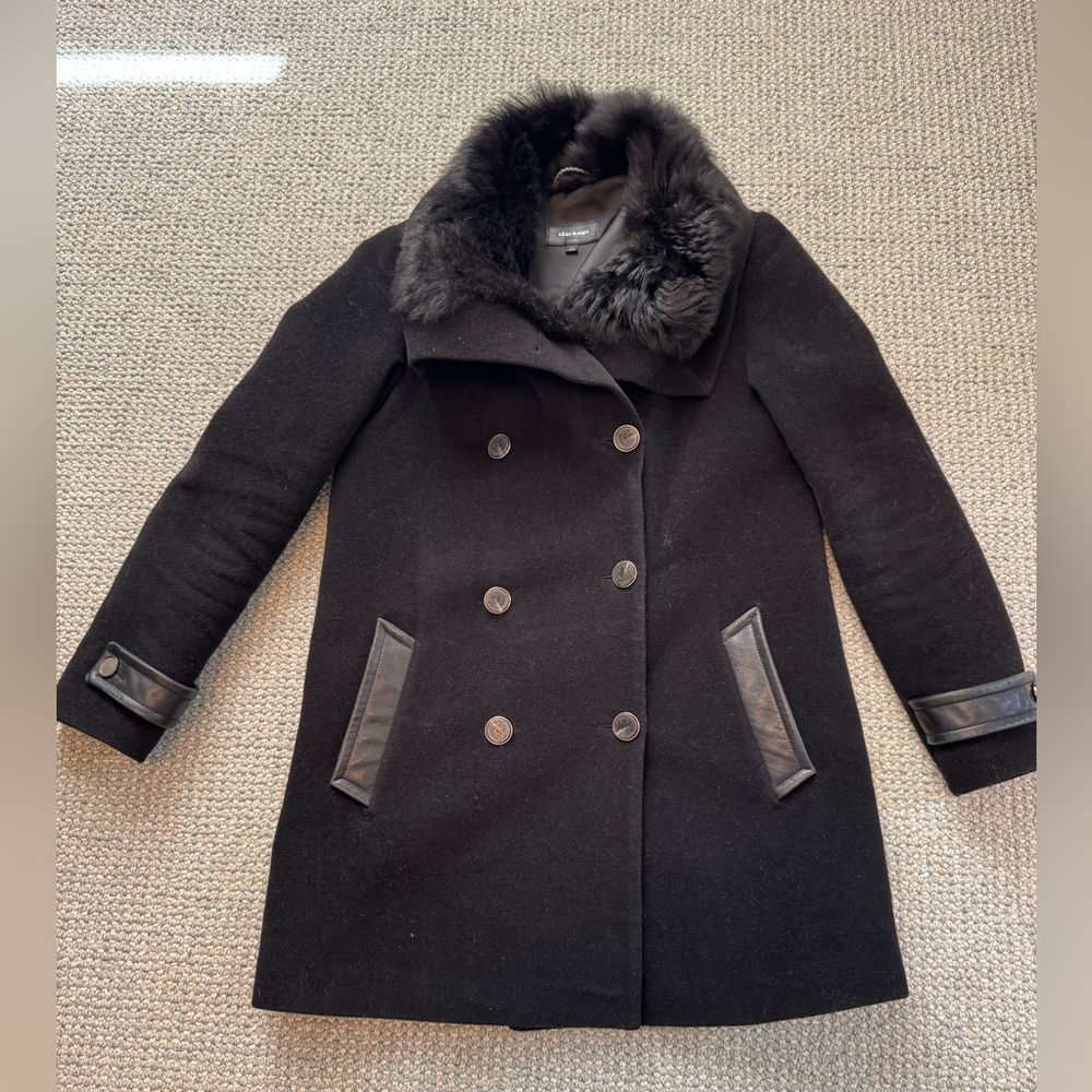Mackage leather wool cashmere peacoat medium